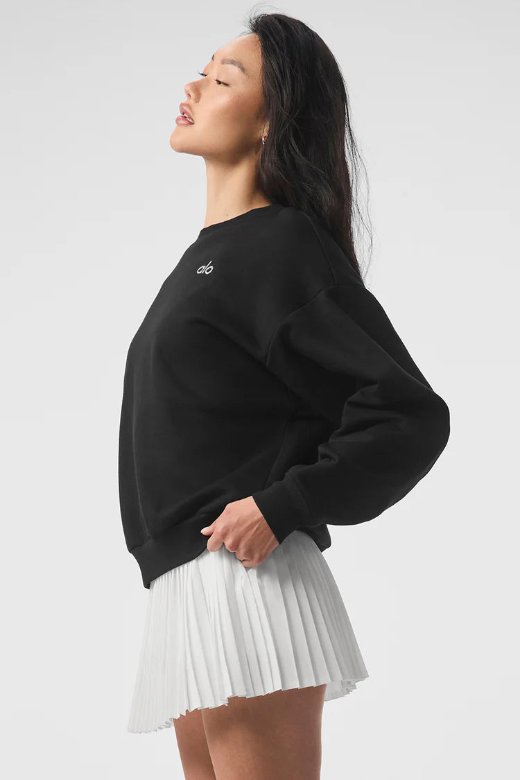 Alo Accolade Mocha Crewneck Pullover Unisex Black