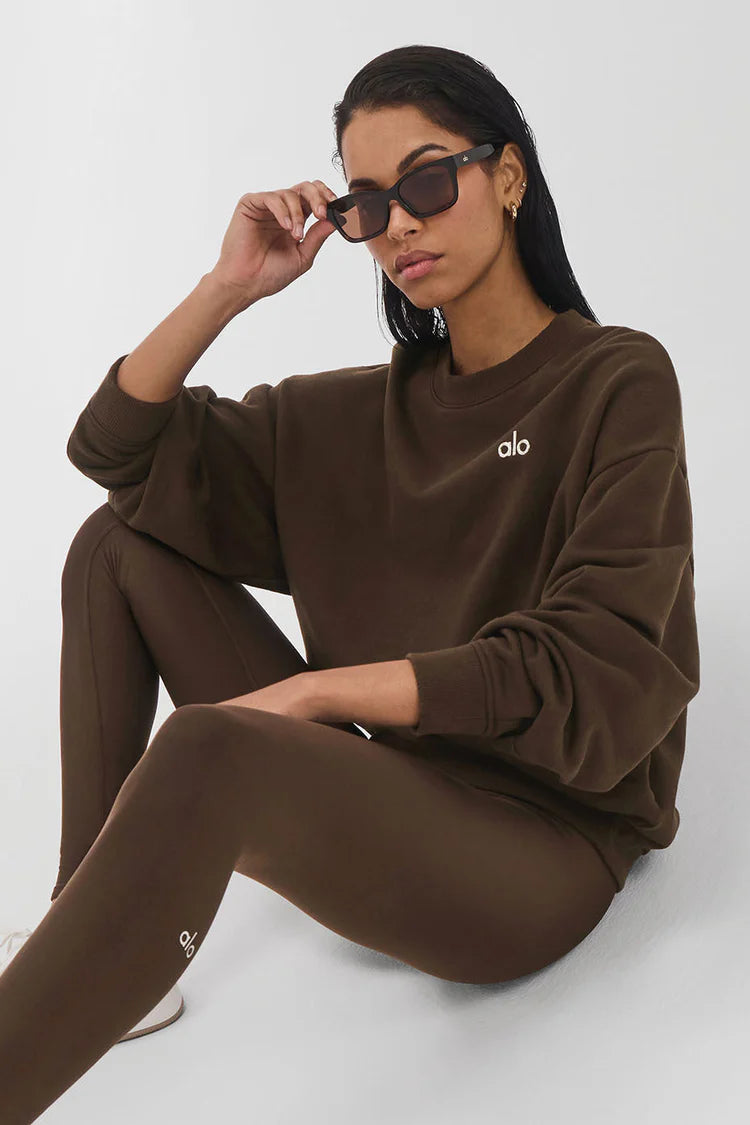 Alo Accolade Crewneck Pullover Unisex Espresso