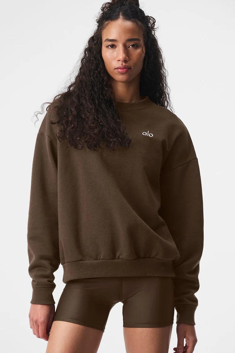 Alo Accolade Crewneck Pullover Unisex Espresso